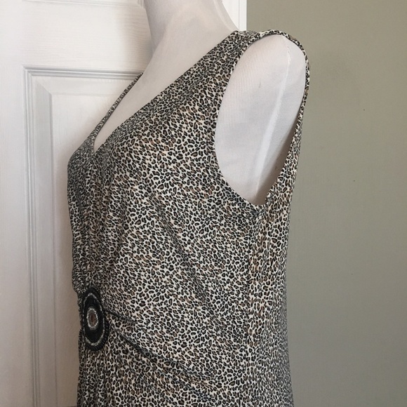 Nina Leonard Animal Print V-Neck Maxi Dress M-L - Picture 4 of 10
